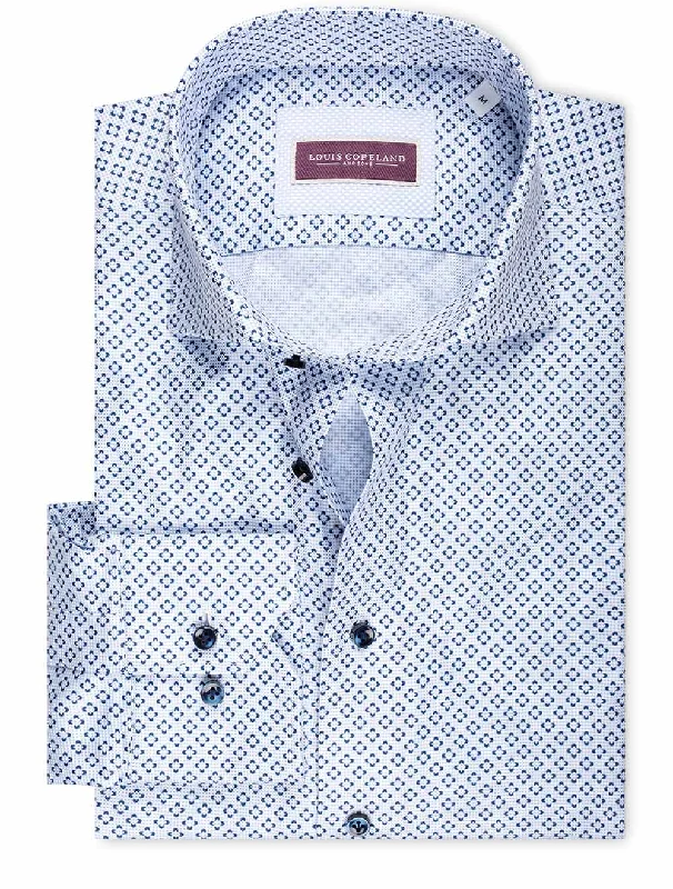 Men's Moisture - Wicking Performance Fabric Casual Shirts for Outdoor ActivitiesPattern Single Cuff Shirt With Contrast Buttons Blue Men's Moisture - Wicking Performance Fabric Casual Shirts for Outdoor ActivitiesPattern Single Cuff Shirt With Contrast Buttons Blue