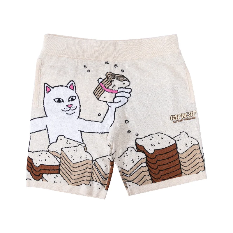 Men's wide - leg linen blend shorts for a relaxed beachside vibeLets Get this Bread Knit Shorts (Natural) Men's wide - leg linen blend shorts for a relaxed beachside vibeLets Get this Bread Knit Shorts (Natural)