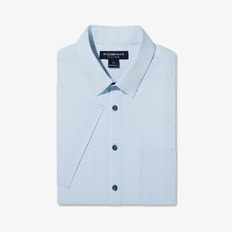 Men's Embroidered Detail Casual Shirts in Beige for a Touch of EleganceLight Blue Geo Print Men's Embroidered Detail Casual Shirts in Beige for a Touch of EleganceLight Blue Geo Print