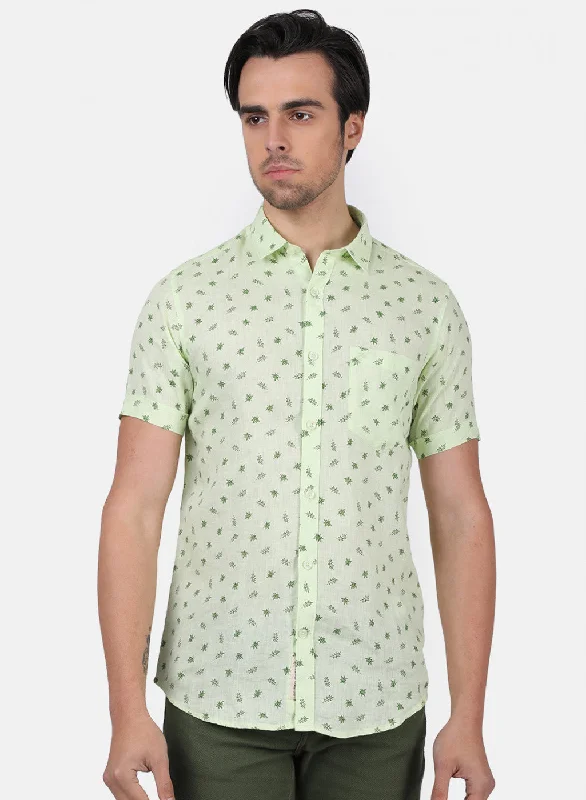 Men's Slim - Fit Printed Floral Casual Shirts in Pastel Colors for a Spring - Inspired VibeMen Green Printed Shirts Men's Slim - Fit Printed Floral Casual Shirts in Pastel Colors for a Spring - Inspired VibeMen Green Printed Shirts