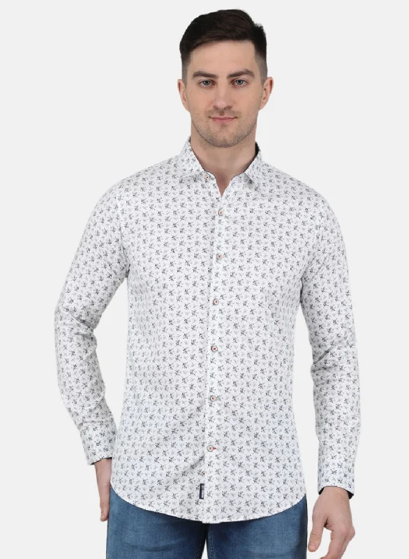 Men's Embroidered Detail Casual Shirts in Beige for a Touch of EleganceMen White Printed Shirt Men's Embroidered Detail Casual Shirts in Beige for a Touch of EleganceMen White Printed Shirt
