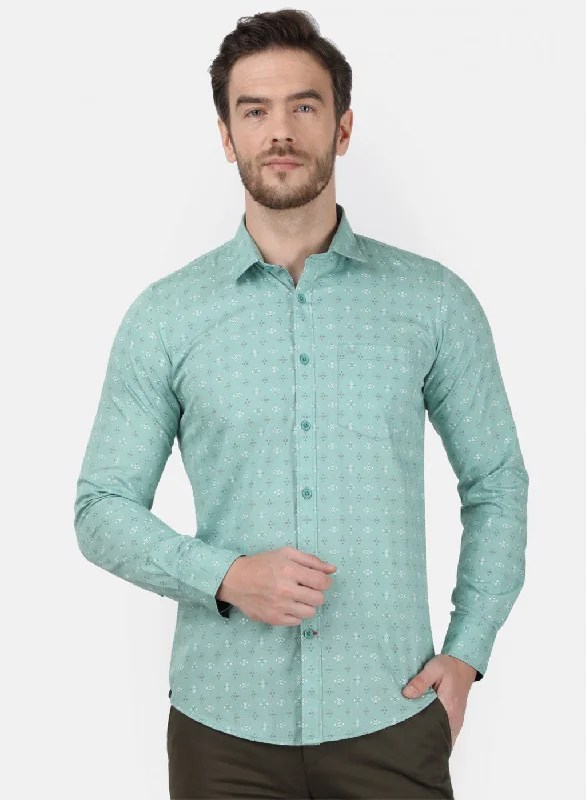 Men's Long - Line Oversized Casual Shirts in Dark Gray for a Relaxed and Modern LookMens Green Printed Shirt
