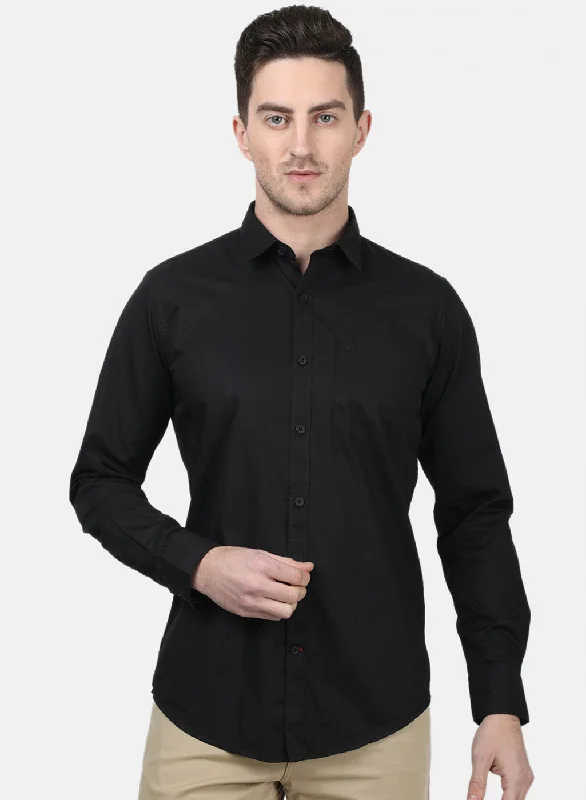 Men's Retro - Style Hawaiian Print Casual Shirts in Bold Patterns for a Tropical VacationMens Jet Black Solid Shirts