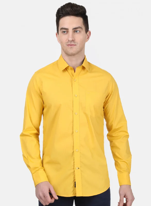 Men's Sustainable Recycled Material Casual Shirts for Eco - Conscious ConsumersMens Mustard Solid Shirt Men's Sustainable Recycled Material Casual Shirts for Eco - Conscious ConsumersMens Mustard Solid Shirt