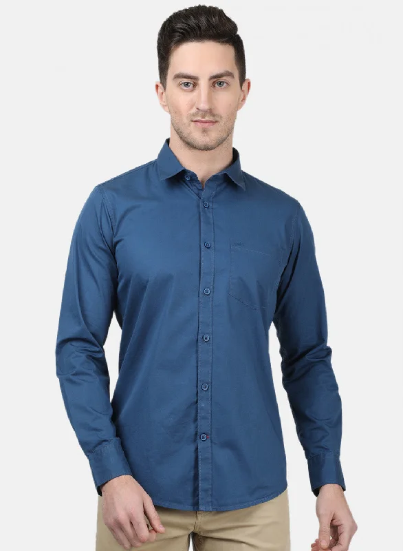 Men's Thermal - Lined Casual Shirts in Black for Added Warmth in Cold WeatherMens NAvy Blue Solid Shirts