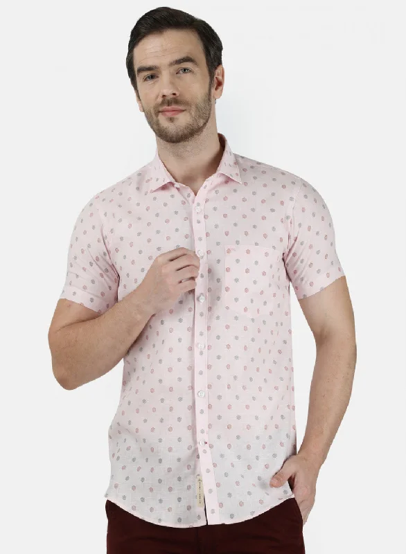 Men's Organic Cotton Casual Shirts with a Soft Handfeel for Everyday ComfortMens Peach Printed Shirt