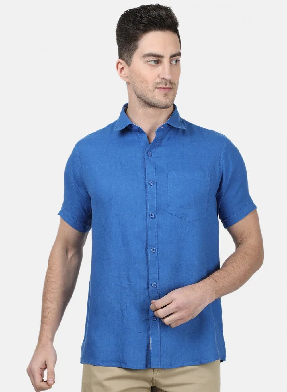 Men's Slim - Fit Printed Floral Casual Shirts in Pastel Colors for a Spring - Inspired VibeMens Royal Blue Solid Shirts Men's Slim - Fit Printed Floral Casual Shirts in Pastel Colors for a Spring - Inspired VibeMens Royal Blue Solid Shirts