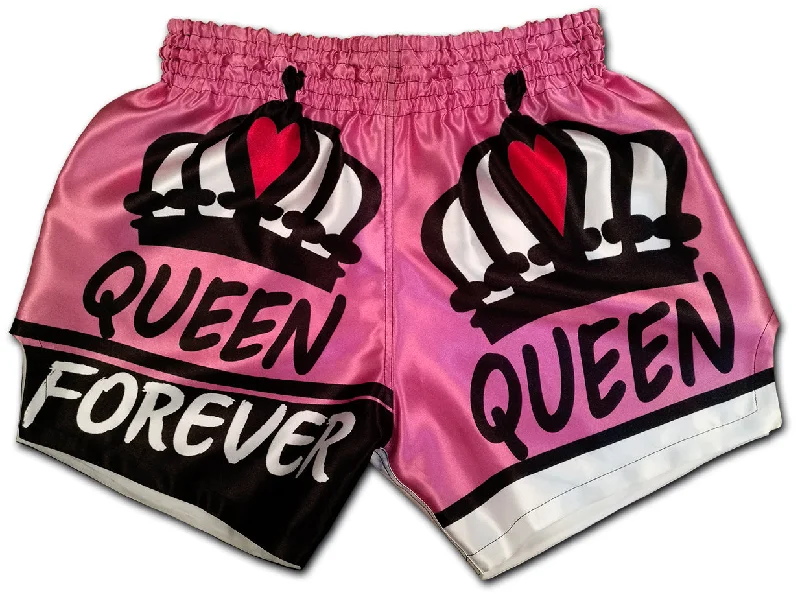 Men's zip - pocket canvas shorts for added functionality during travelQUEEN Forever ♛ Muay Thai Boxing Shorts Men's zip - pocket canvas shorts for added functionality during travelQUEEN Forever ♛ Muay Thai Boxing Shorts
