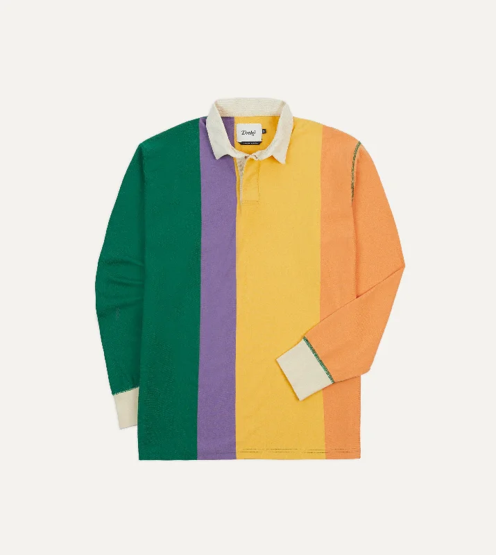 Men's Graphic - Printed Casual Shirts with Pop - Culture References for a Fun and Stylish LookMulti Vertical Stripe Cotton Rugby Shirt
