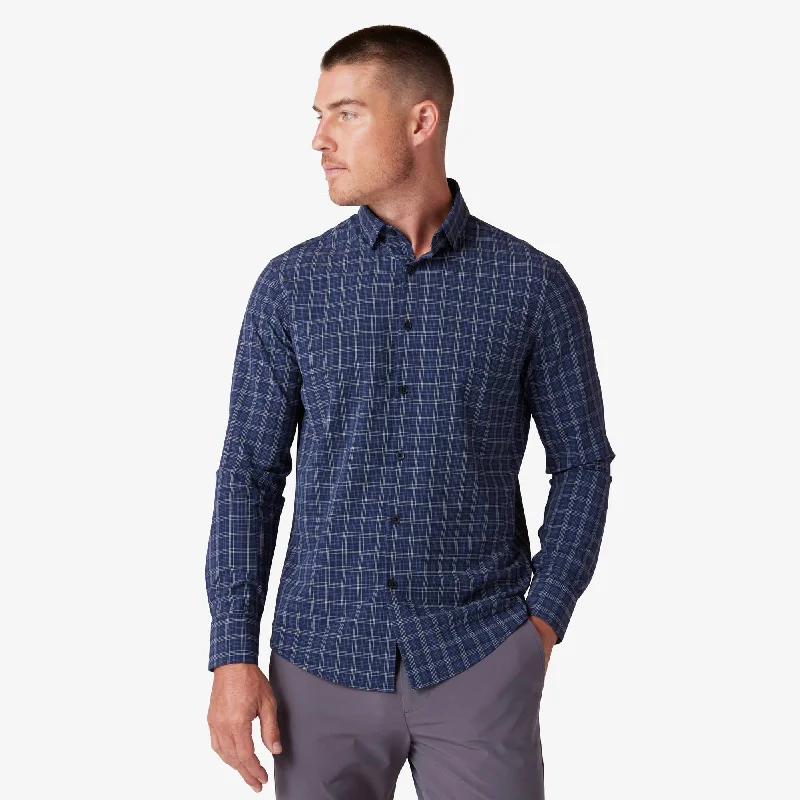 Men's Moisture - Wicking Performance Fabric Casual Shirts for Outdoor ActivitiesNavy Dallas Plaid Men's Moisture - Wicking Performance Fabric Casual Shirts for Outdoor ActivitiesNavy Dallas Plaid