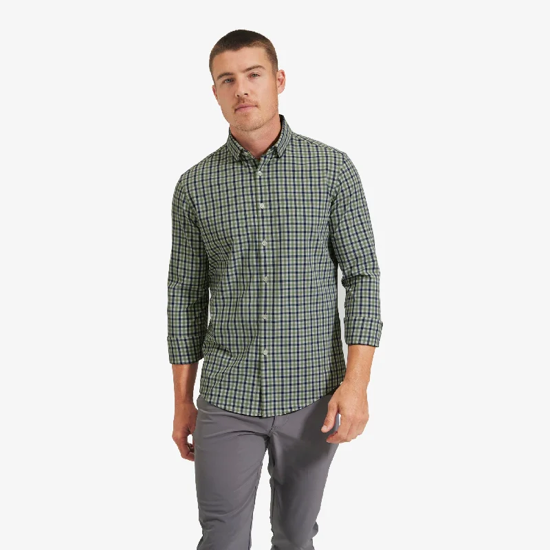 Men's Short - Sleeve Linen Casual Shirts in Light Khaki for a Breathable Summer OptionNavy Green Check Men's Short - Sleeve Linen Casual Shirts in Light Khaki for a Breathable Summer OptionNavy Green Check