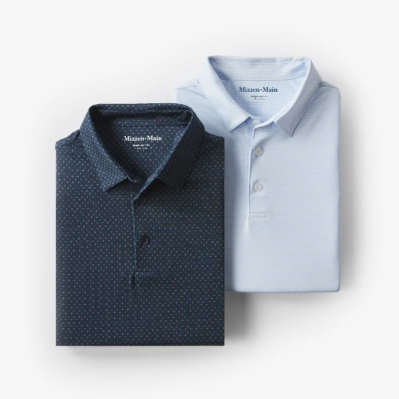 Men's Linen Blend Casual Shirts with Roll - Up Sleeves for a Summer Beach LookNavy Print and Sky Stripe Men's Linen Blend Casual Shirts with Roll - Up Sleeves for a Summer Beach LookNavy Print and Sky Stripe