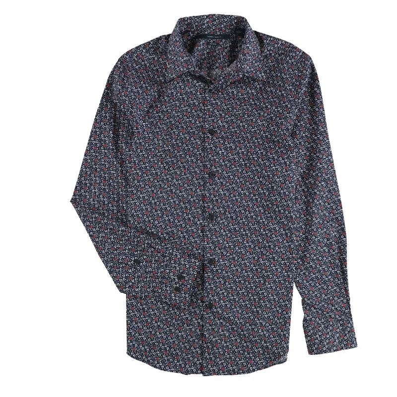 Men's Wrinkle - Resistant Polyester Blend Casual Shirts for Easy Travel and MaintenancePerry Ellis Mens Non Iron Button Up Shirt, Blue, Small