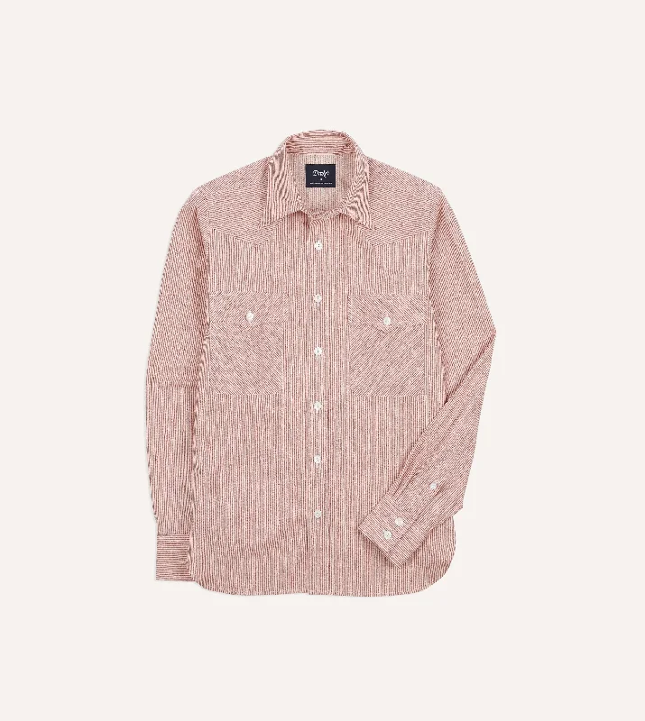 Men's Two - Tone Contrast Panel Casual Shirts in White and Navy for a Stylish and Eye - Catching DesignRed Brushed Cotton Two-Pocket Western Shirt Men's Two - Tone Contrast Panel Casual Shirts in White and Navy for a Stylish and Eye - Catching DesignRed Brushed Cotton Two-Pocket Western Shirt