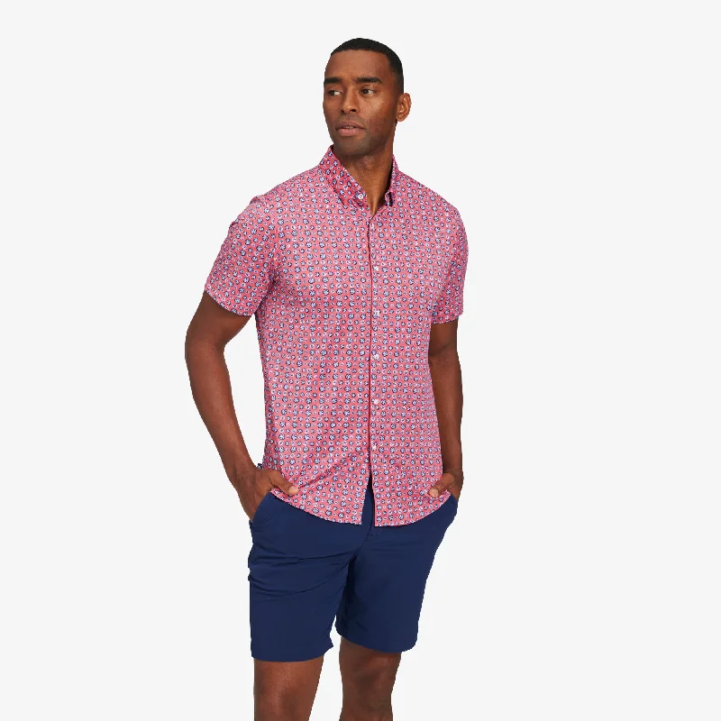 Men's Embroidered Detail Casual Shirts in Beige for a Touch of EleganceRed Floral Print