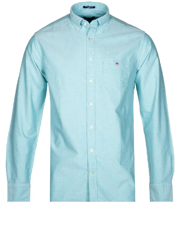 Men's Linen Blend Casual Shirts with Roll - Up Sleeves for a Summer Beach LookRegular Fit Oxford Shirt Aqua Green Men's Linen Blend Casual Shirts with Roll - Up Sleeves for a Summer Beach LookRegular Fit Oxford Shirt Aqua Green