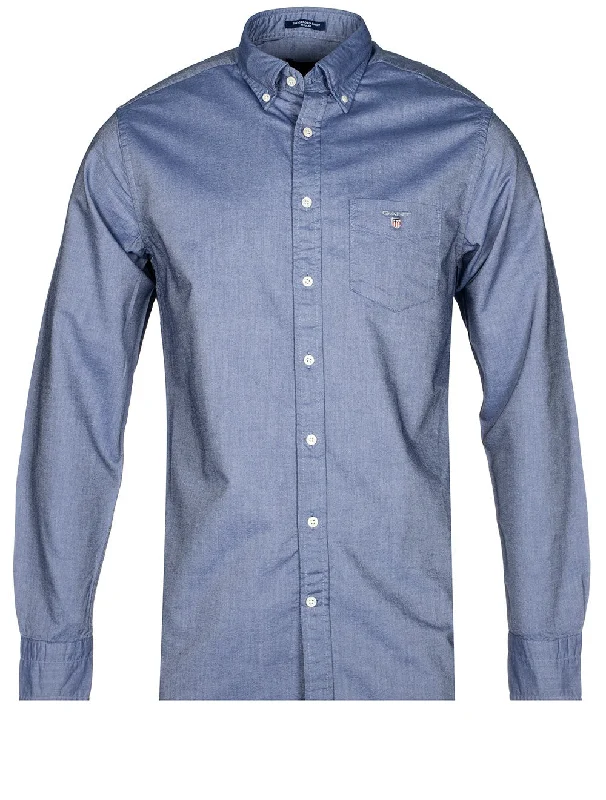 Men's Distressed Denim Casual Shirts with Frayed Edges for a Trendy and Rugged LookRegular Fit Oxford Shirt Persian Blue Men's Distressed Denim Casual Shirts with Frayed Edges for a Trendy and Rugged LookRegular Fit Oxford Shirt Persian Blue