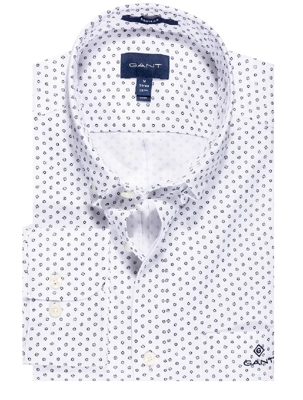 Men's Organic Cotton Casual Shirts with a Soft Handfeel for Everyday ComfortRegular Fit Geometric Floral Print Shirt White Men's Organic Cotton Casual Shirts with a Soft Handfeel for Everyday ComfortRegular Fit Geometric Floral Print Shirt White