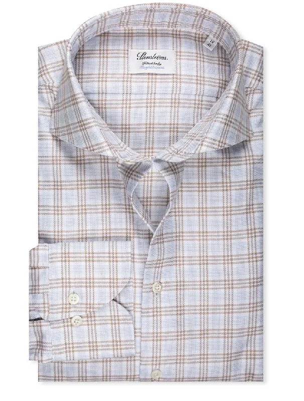 Men's Distressed Denim Casual Shirts with Frayed Edges for a Trendy and Rugged LookFitted Plaid Check Shirt Brown Men's Distressed Denim Casual Shirts with Frayed Edges for a Trendy and Rugged LookFitted Plaid Check Shirt Brown