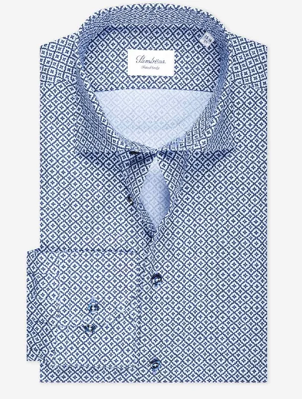 Men's Wrinkle - Resistant Polyester Blend Casual Shirts for Easy Travel and MaintenancePatterned Oxford Shirt Blue Men's Wrinkle - Resistant Polyester Blend Casual Shirts for Easy Travel and MaintenancePatterned Oxford Shirt Blue