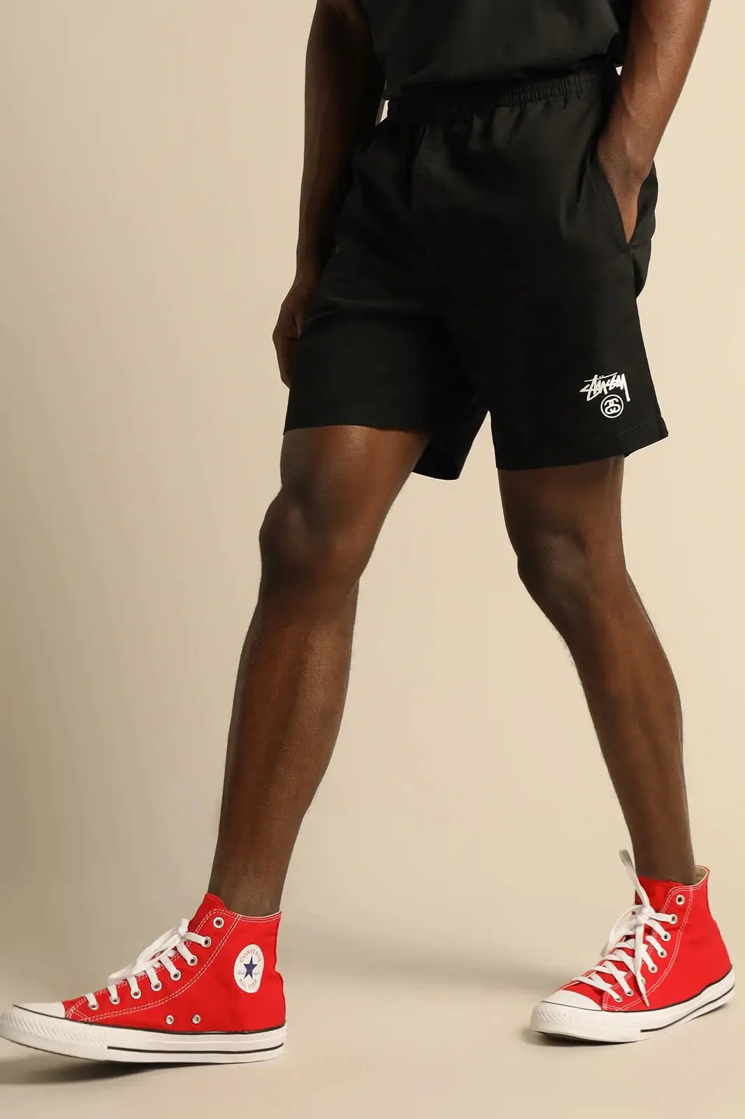 Men's button - fly denim work shorts for durability on the jobStussy basic stock beachshort - black Men's button - fly denim work shorts for durability on the jobStussy basic stock beachshort - black