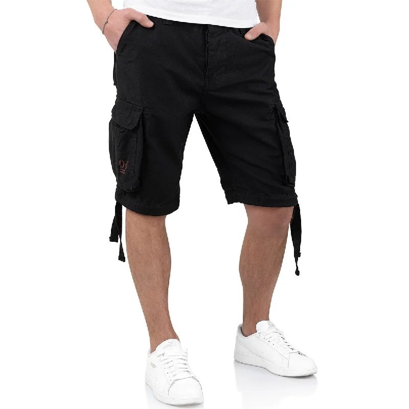 Men's wide - leg linen blend shorts for a relaxed beachside vibeSurplus Airborne Vintage Shorts Black Men's wide - leg linen blend shorts for a relaxed beachside vibeSurplus Airborne Vintage Shorts Black