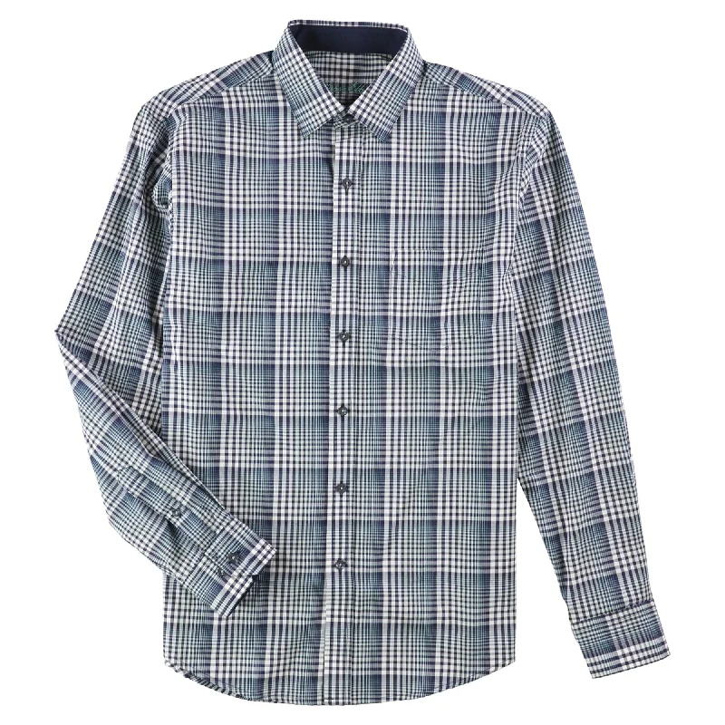 Men's Moisture - Wicking Performance Fabric Casual Shirts for Outdoor ActivitiesTasso Elba Mens Plaid LS Button Up Shirt, Blue, Small Men's Moisture - Wicking Performance Fabric Casual Shirts for Outdoor ActivitiesTasso Elba Mens Plaid LS Button Up Shirt, Blue, Small
