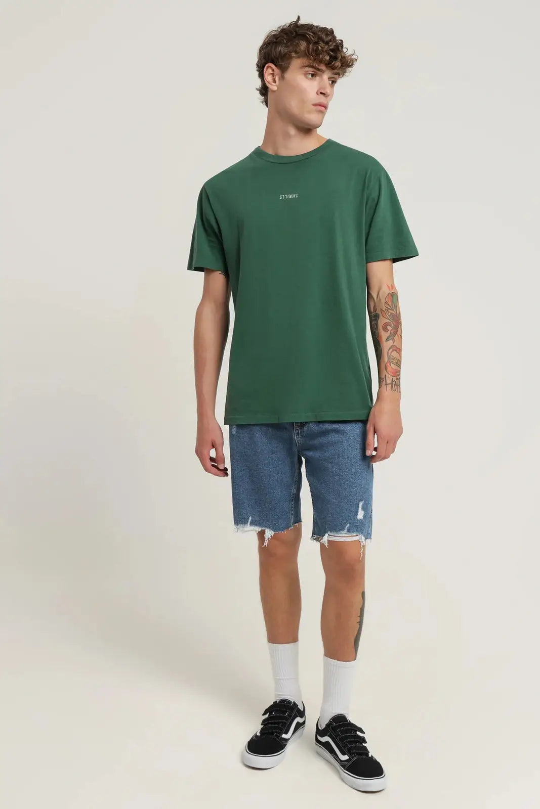 Men's elastic waistband lounge shorts for lazy weekends at homeThrills destroyed bones denim short - highway blue Men's elastic waistband lounge shorts for lazy weekends at homeThrills destroyed bones denim short - highway blue