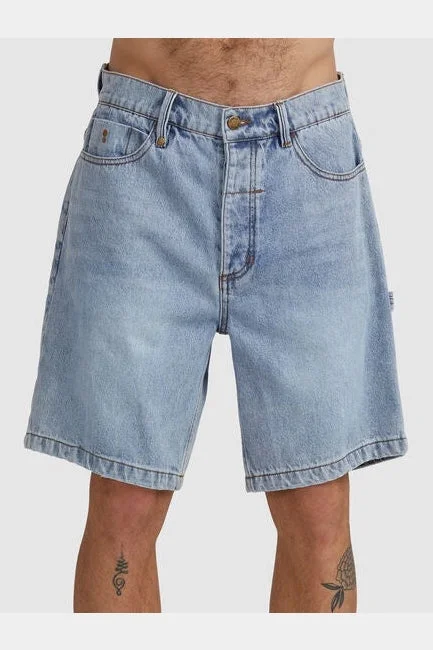 Men's wide - leg linen blend shorts for a relaxed beachside vibeThrills Slacker Denim Short - Static Blue Men's wide - leg linen blend shorts for a relaxed beachside vibeThrills Slacker Denim Short - Static Blue