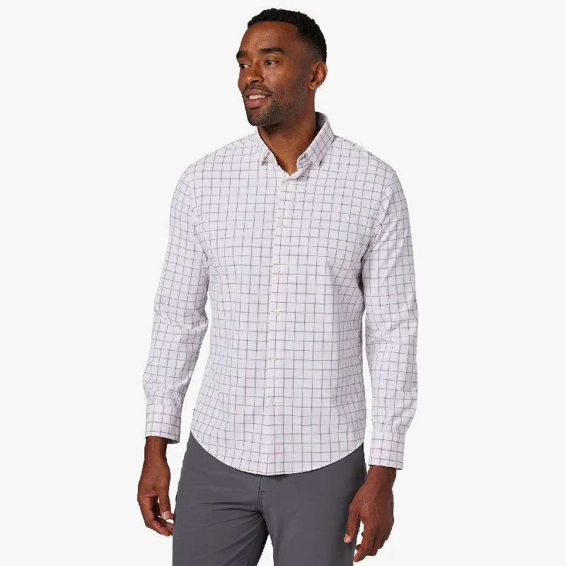 Men's Wrinkle - Resistant Polyester Blend Casual Shirts for Easy Travel and MaintenanceWhite Everett Plaid Men's Wrinkle - Resistant Polyester Blend Casual Shirts for Easy Travel and MaintenanceWhite Everett Plaid