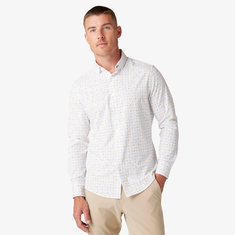 Men's Sustainable Recycled Material Casual Shirts for Eco - Conscious ConsumersWhite Geo Floral Men's Sustainable Recycled Material Casual Shirts for Eco - Conscious ConsumersWhite Geo Floral