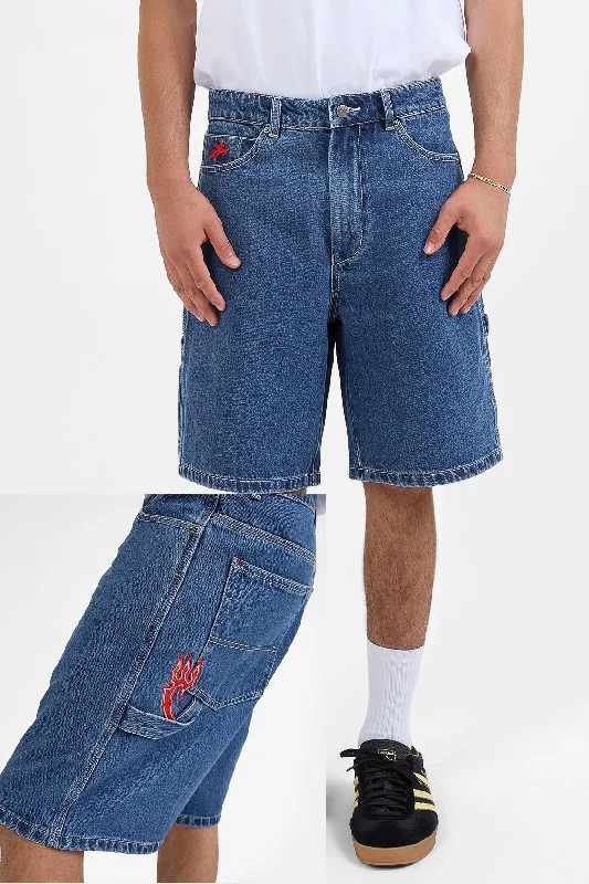 Men's zip - pocket canvas shorts for added functionality during travelWORSHIP Playtime carpenter short - Worn blue rinse Men's zip - pocket canvas shorts for added functionality during travelWORSHIP Playtime carpenter short - Worn blue rinse