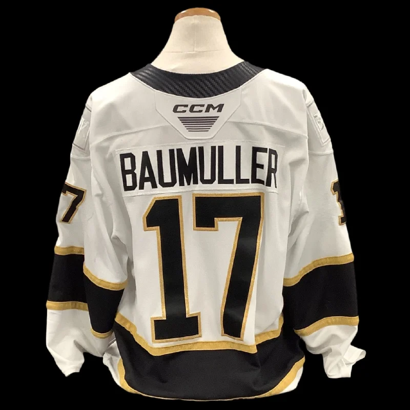 Men's Custom - Printed Baseball Jerseys with Player Names and Numbers for Personalized StyleGame Used White Jersey 2023/24 #17 Baumuller