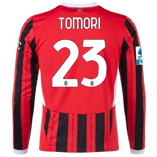 Men's Authentic Soccer Jerseys of National Teams for International Football EventsPuma AC Milan Fikayo Tomori Home Long Sleeve Jersey w/ Serie A Patch 24/25 (Red/Black)