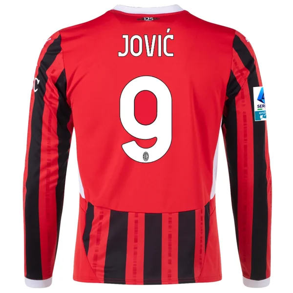 Men's Cycling Jerseys with Reflective Stripes for Safe and Stylish Rides at NightPuma AC Milan Luka Jović Home Long Sleeve Jersey w/ Serie A Patch 24/25 (Red/Black) Men's Cycling Jerseys with Reflective Stripes for Safe and Stylish Rides at NightPuma AC Milan Luka Jović Home Long Sleeve Jersey w/ Serie A Patch 24/25 (Red/Black)
