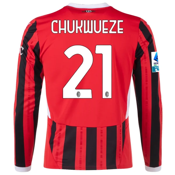Men's Limited - Release American Football Jerseys of Rookie Stars for Early Adopters and FansPuma AC Milan Samuel Chukwueze Home Long Sleeve Jersey w/ Serie A Patch 24/25 (Red/Black) Men's Limited - Release American Football Jerseys of Rookie Stars for Early Adopters and FansPuma AC Milan Samuel Chukwueze Home Long Sleeve Jersey w/ Serie A Patch 24/25 (Red/Black)