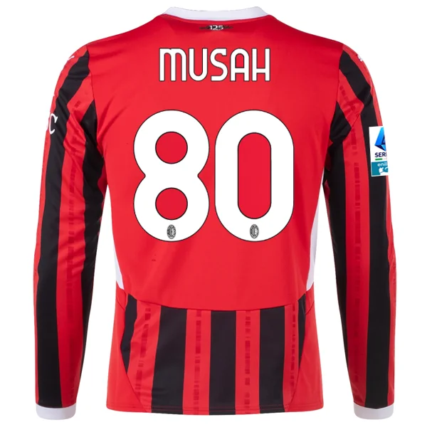 Men's Authentic Soccer Jerseys of National Teams for International Football EventsPuma AC Milan Yunus Musah Home Long Sleeve Jersey w/ Serie A Patch 24/25 (Red/Black) Men's Authentic Soccer Jerseys of National Teams for International Football EventsPuma AC Milan Yunus Musah Home Long Sleeve Jersey w/ Serie A Patch 24/25 (Red/Black)