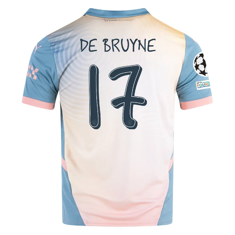 Men's Custom - Embroidered Volleyball Jerseys for Team Uniforms or Personalized GearPuma Manchester City Kevin De Bruyne Fourth Jersey w/ Champions League + Club World Cup Patch 24/25 (Packaging Rosebay/Bold Blue)
