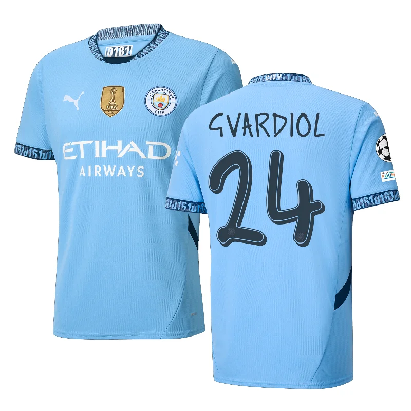 Men's Cycling Jerseys with Reflective Stripes for Safe and Stylish Rides at NightPuma Manchester Joško Gvardiol Home Jersey w/ Champions League + Club World Cup Patch 24/25 (Team Light Blue/Marine Blue)