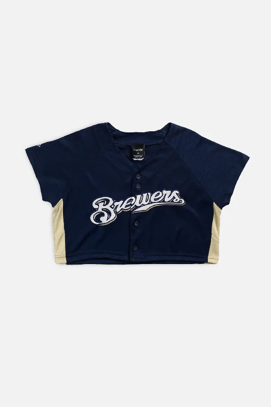 Men's Basketball Jerseys in Sleeveless Design for Enhanced Mobility on the CourtRework Crop Milwaukee Brewers MLB Jersey - M