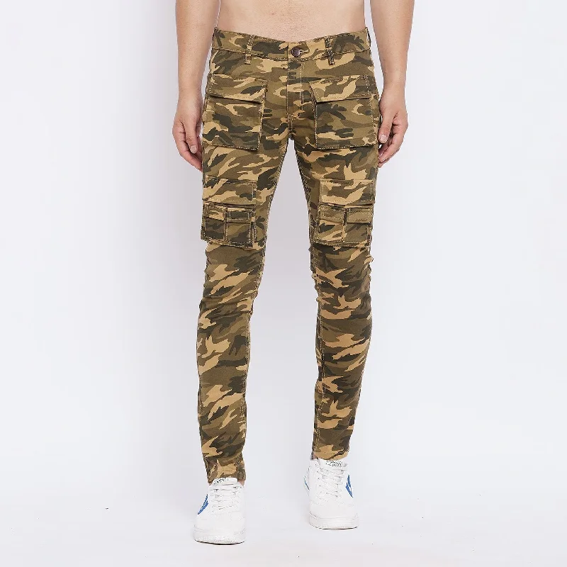 Men's Jeans with a Cargo - Inspired Knee Pocket for Extra StorageDesert Camo Military Tactical Cargo Denim Men's Jeans with a Cargo - Inspired Knee Pocket for Extra StorageDesert Camo Military Tactical Cargo Denim