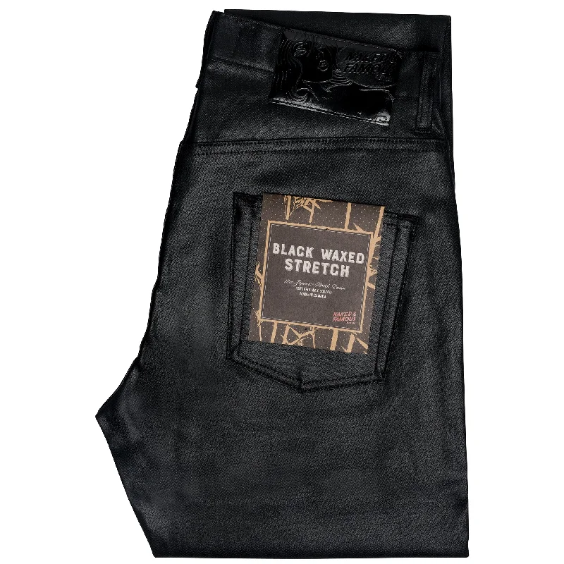 Plus Size Men's Straight Leg Jeans with Reinforced Knees for DurabilityEasy Guy - Wax Coated Black Stretch Plus Size Men's Straight Leg Jeans with Reinforced Knees for DurabilityEasy Guy - Wax Coated Black Stretch