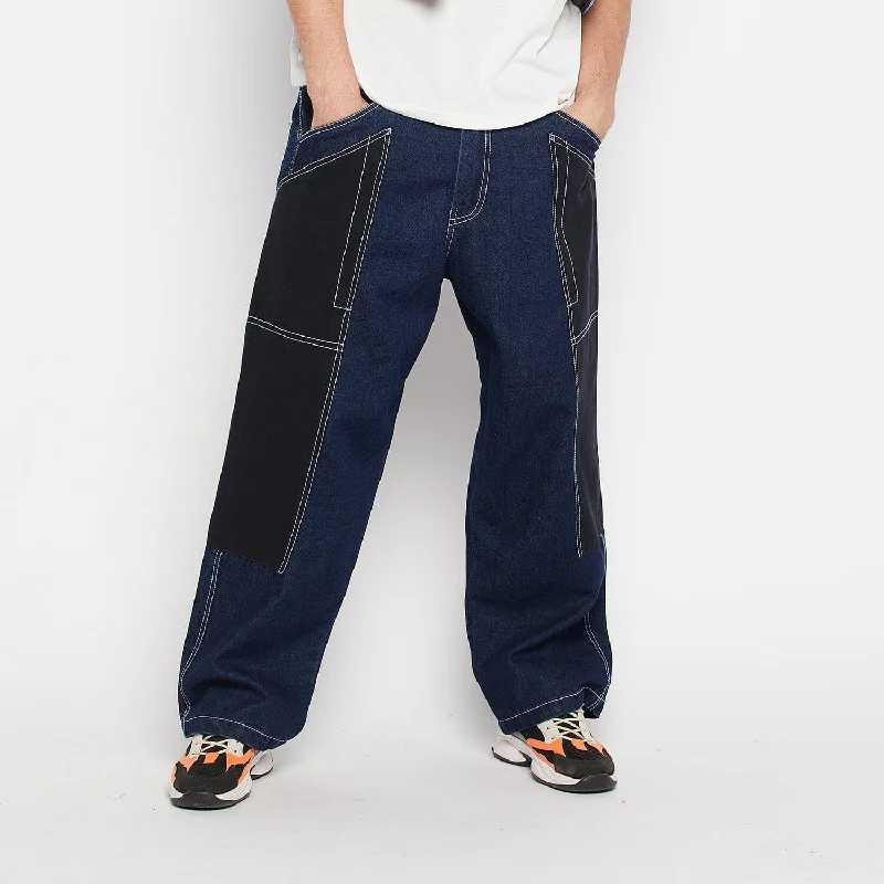 Men's Ripped Skinny Jeans in Acid Wash for an Edgy and Punk - Inspired StyleIndigo Contrast Stitched Double Panel Jeans Men's Ripped Skinny Jeans in Acid Wash for an Edgy and Punk - Inspired StyleIndigo Contrast Stitched Double Panel Jeans