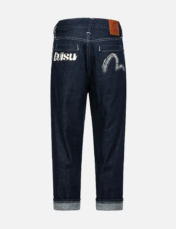 Men's Jeans with a Hidden Coin Pocket for Added ConvenienceSeagull and Logo Print Balloon Fit Jeans Men's Jeans with a Hidden Coin Pocket for Added ConvenienceSeagull and Logo Print Balloon Fit Jeans