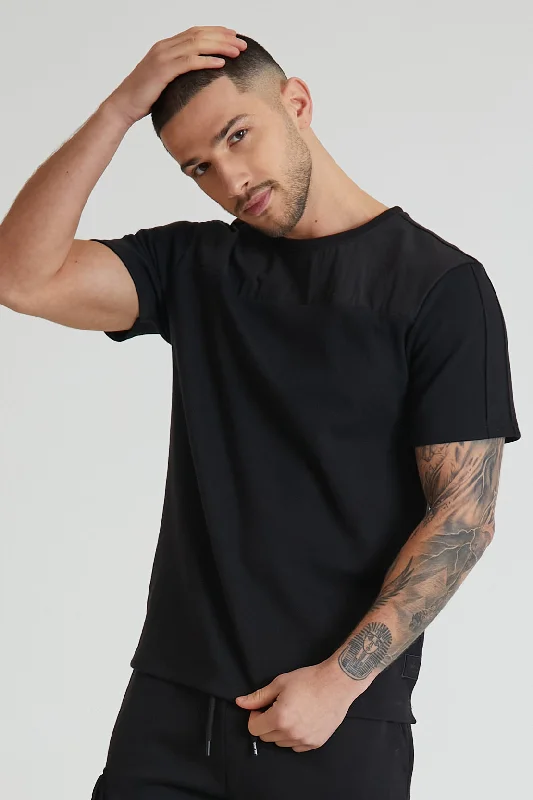Men's Ripped Skinny Jeans in Acid Wash for an Edgy and Punk - Inspired StyleUltra premium pique contrast panel top in Black Men's Ripped Skinny Jeans in Acid Wash for an Edgy and Punk - Inspired StyleUltra premium pique contrast panel top in Black