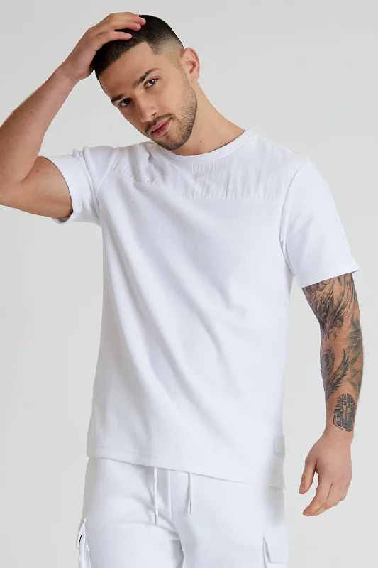 Men's Low - Rise Jeans in a Light Wash for a Casual and Youthful LookUltra premium pique contrast panel top in White Men's Low - Rise Jeans in a Light Wash for a Casual and Youthful LookUltra premium pique contrast panel top in White