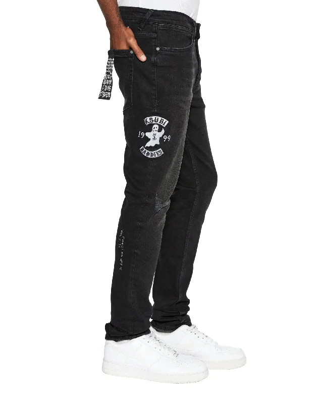 Men's Cargo Jeans with Multiple Pockets for a Practical and Outdoor - Friendly LookVAN WINKLE BADDIES BLACK