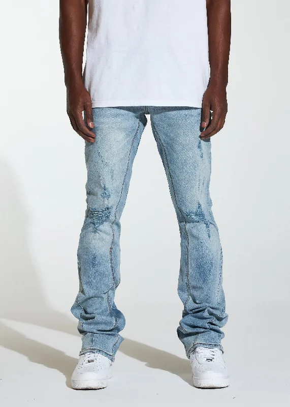 Men's Straight Leg Raw Denim Jeans for a Minimalist and Durable OptionArch Stacked Flare Denim (Light Wash) Men's Straight Leg Raw Denim Jeans for a Minimalist and Durable OptionArch Stacked Flare Denim (Light Wash)