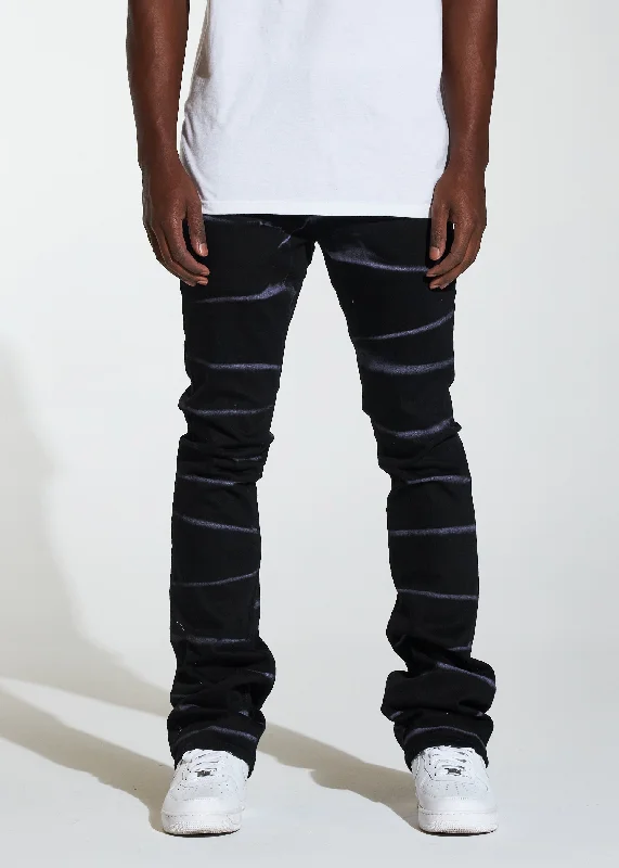 Plus Size Men's Straight Leg Jeans with Reinforced Knees for DurabilityArch Stacked Flare Denim (Black) Plus Size Men's Straight Leg Jeans with Reinforced Knees for DurabilityArch Stacked Flare Denim (Black)