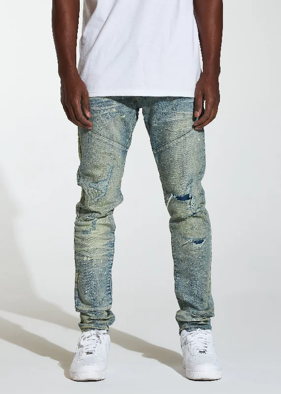 Men's Jeans with a Frayed Hem for a Casual and Effortless StyleAtlantic Denim (Stone Wash Paint) Men's Jeans with a Frayed Hem for a Casual and Effortless StyleAtlantic Denim (Stone Wash Paint)